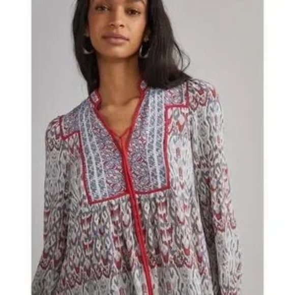 NWOT Anthropologie Spliced Tunic Dress in Grey Motif, Size XXS - Picture 2 of 8